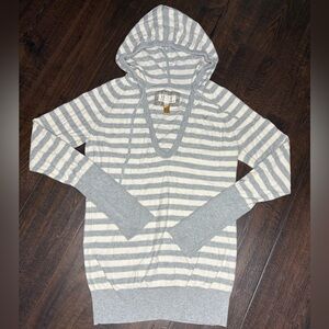 American Eagle Outfitters Gray and White Striped Hoodie
